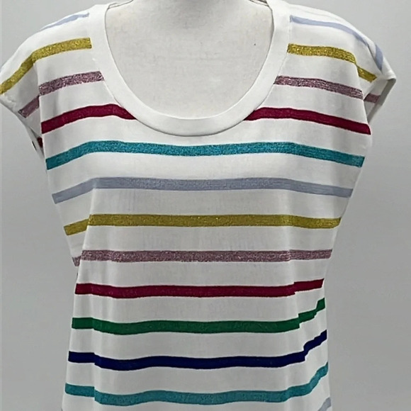 Talbots Metallic Stripe Knit Top - NEW - Size Large - Picture 3 of 7